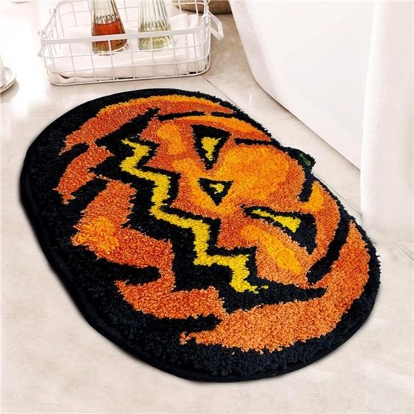 Halloween Decorations Cute Decor Bathroom Rugs, Pumpkin Bath NonSlip Mats - Picture 3 of 7